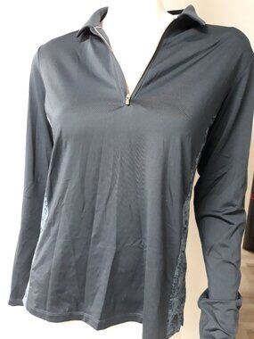 Dunning Women's Golf Leisure Quarter Zip Pull Over Shirt Long Sleeve Navy Size M